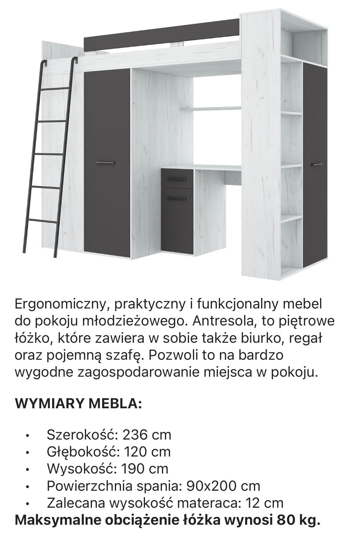 Łóżko na antresoli