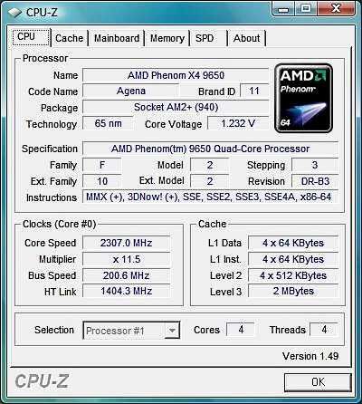 Четырехядерный AMD Phenom X4 9650, AM2+