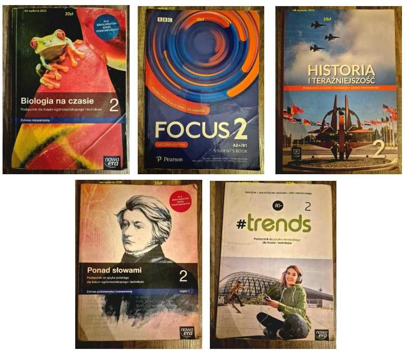 Podręczniki do 2 średniej Trends Ang Biologia Niem Focus Hit Pol SZT
