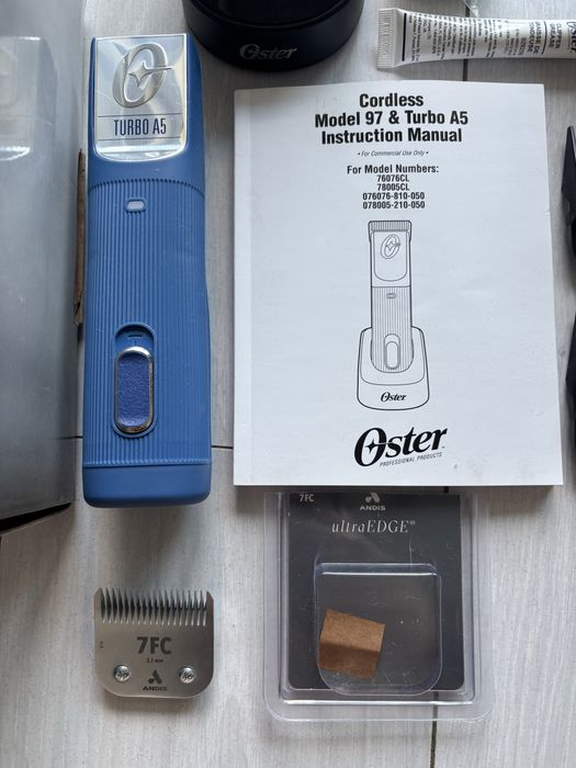 Oster Turbo A5 maszynka groomerska + ostrze Andis 7FC + nakładki Andis