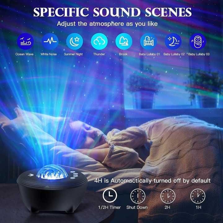 NOWA Lampka Nocna Projektor Gwiazd sufitowy Efekt Aurora LED Mocny