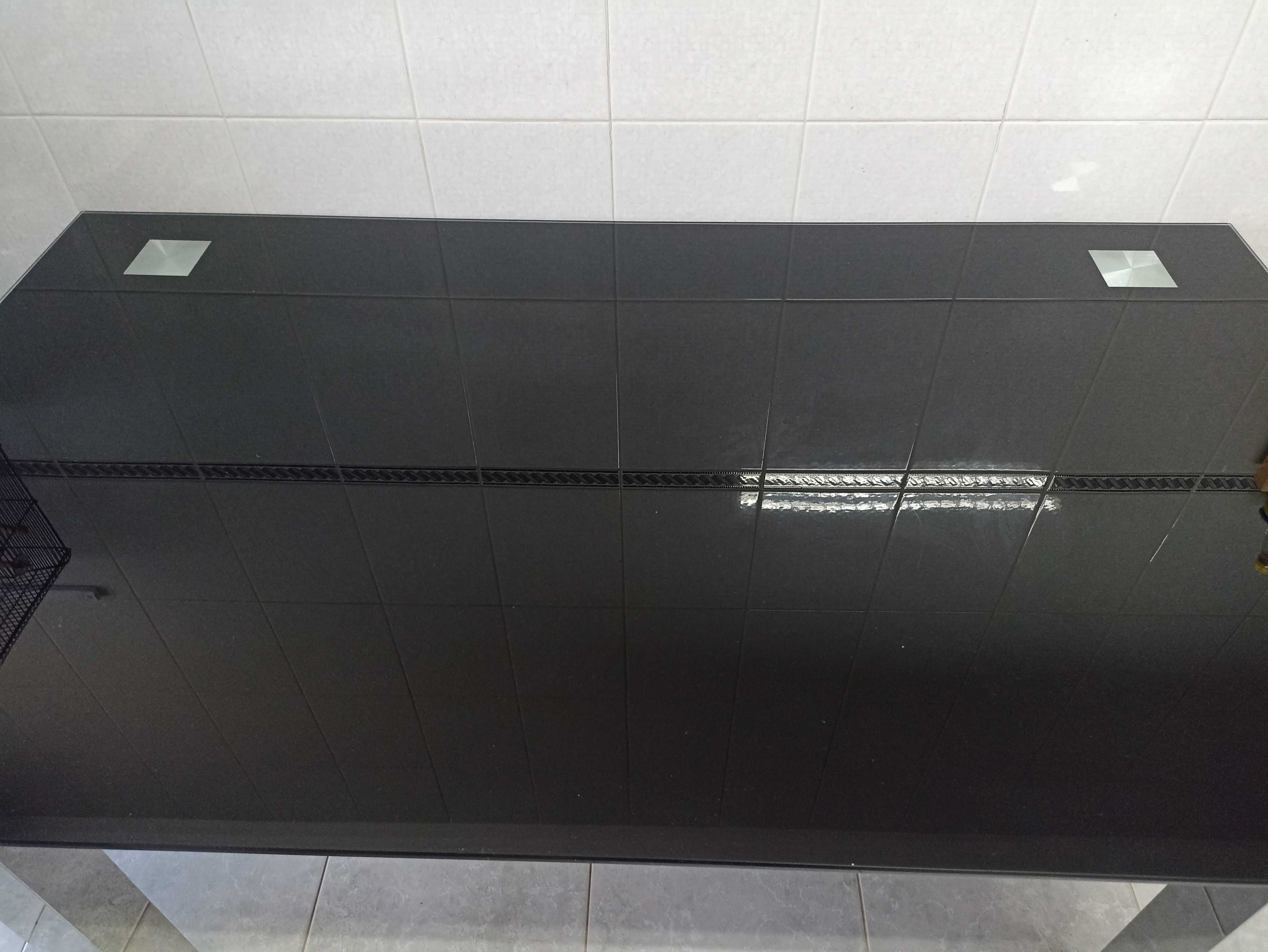 Mesa Tampo de Vidro Preto 160x90cm Maxmat