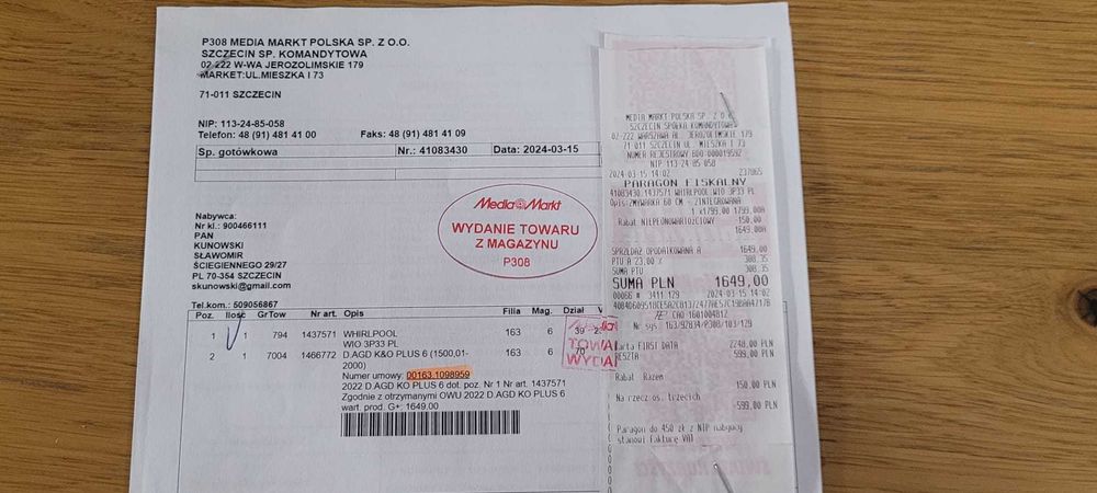 Zmywarka do zabudowy Whirlpool 60cm na Gwarancji