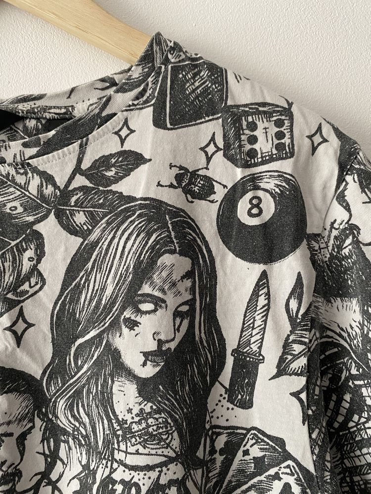 bawelniana koszulka tshirt creepy robaki noz roslina xl