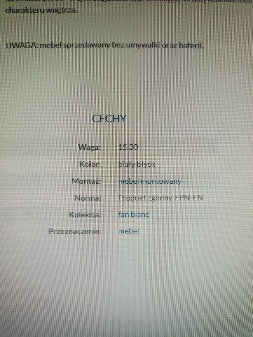 Szafka pod umywalkę nowa armatura krakowska