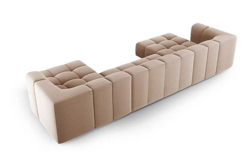 Panoramiczna sofa 5 os. welurowa beżowa Serena 346x160x70cm Micadoni