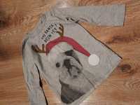 Bluzka bluzeczka świąteczna z buldogiem pieskiem psem
