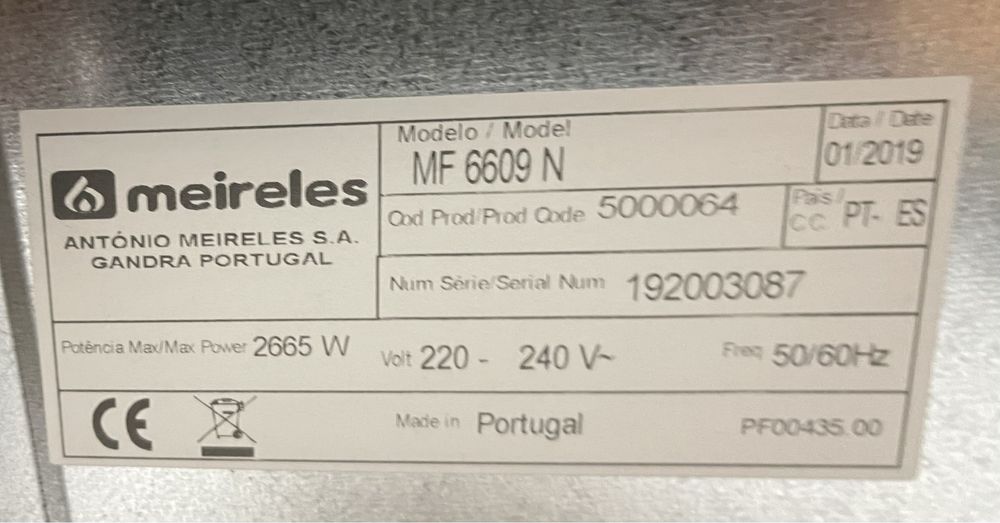 Forno Meireles Modelo MF 6609 N