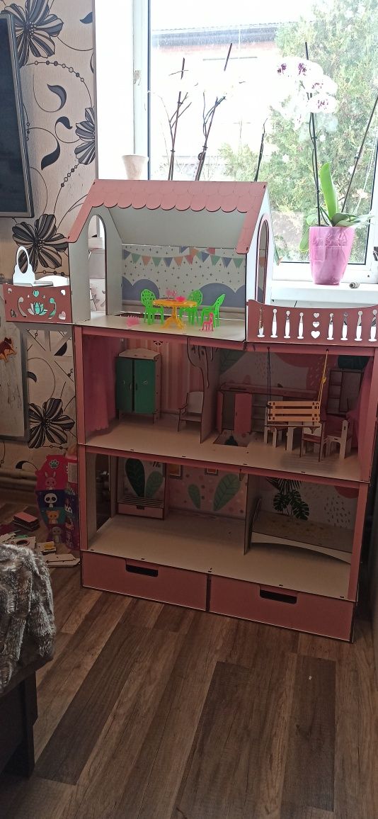 Ляльковий будиночок для Барбі NestWood Люкс рожевий (