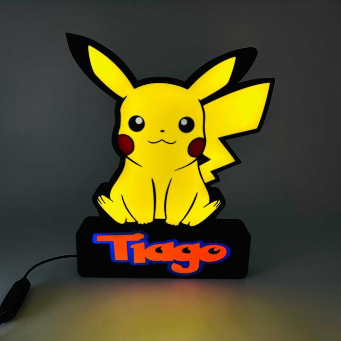 Candeeiro da Pikachu com Nome Personalizado