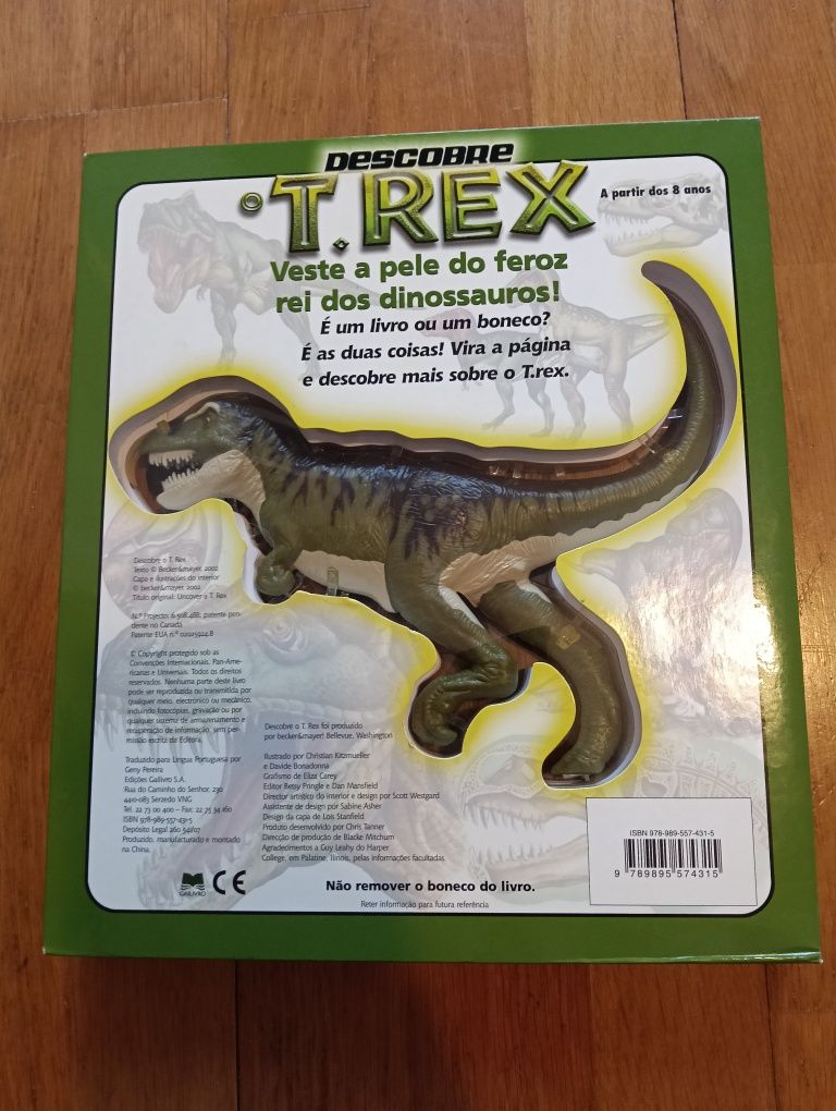 Livro "Descobre o T-Rex" tridimensional 3D