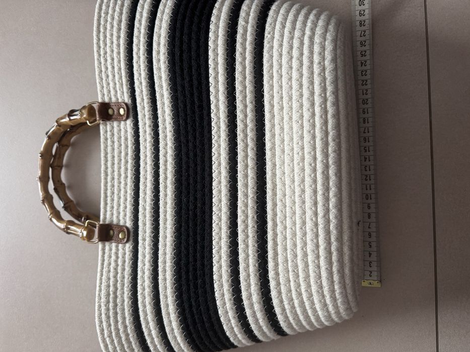 Torebka koszyk shopperka styl marynarski na lato w paski