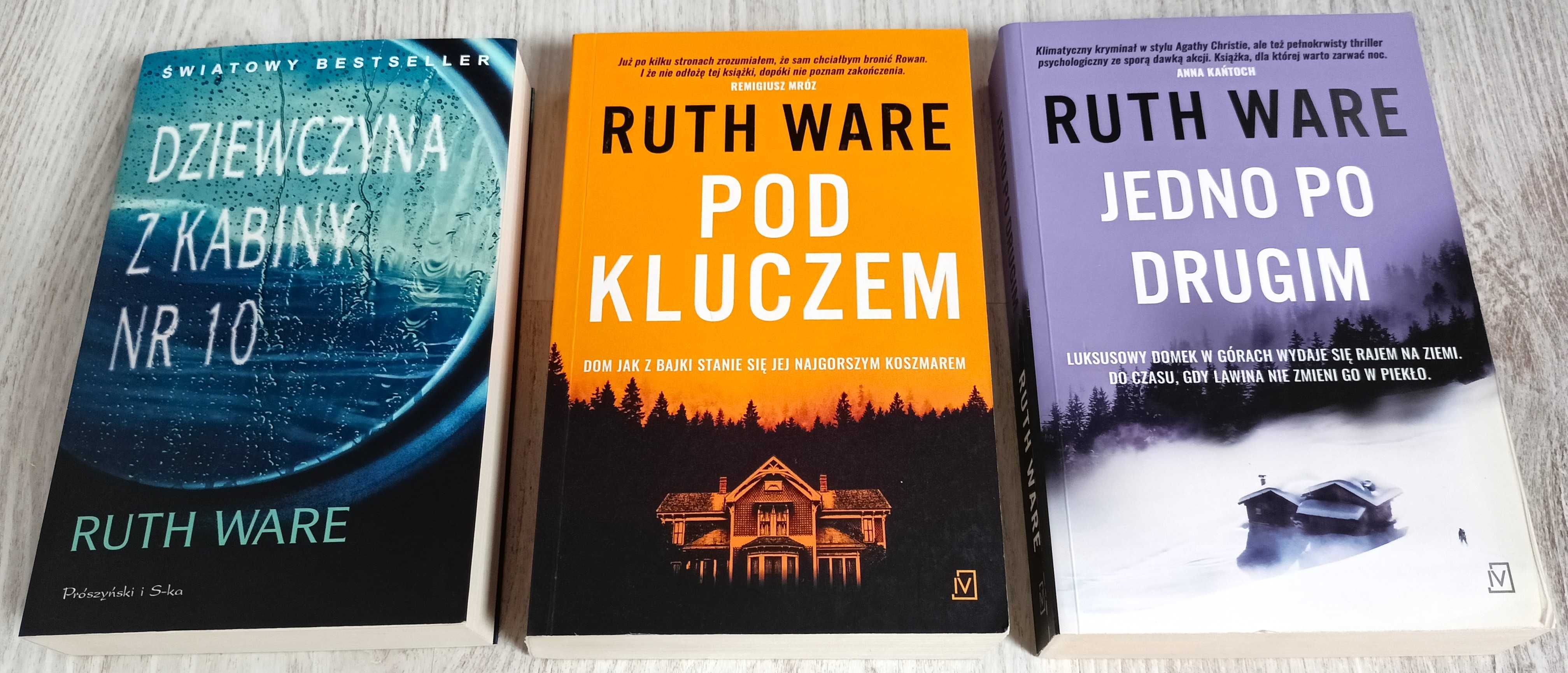 3x Ruth Ware Pod kluczem + Jedno po drugim + Dziewczyna z kabiny nr 10