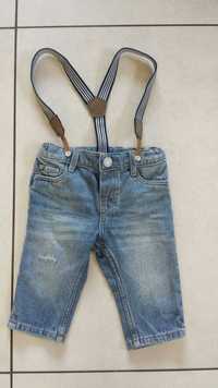 Spodnie jeansy z szelkami 4-6mcy. R.68