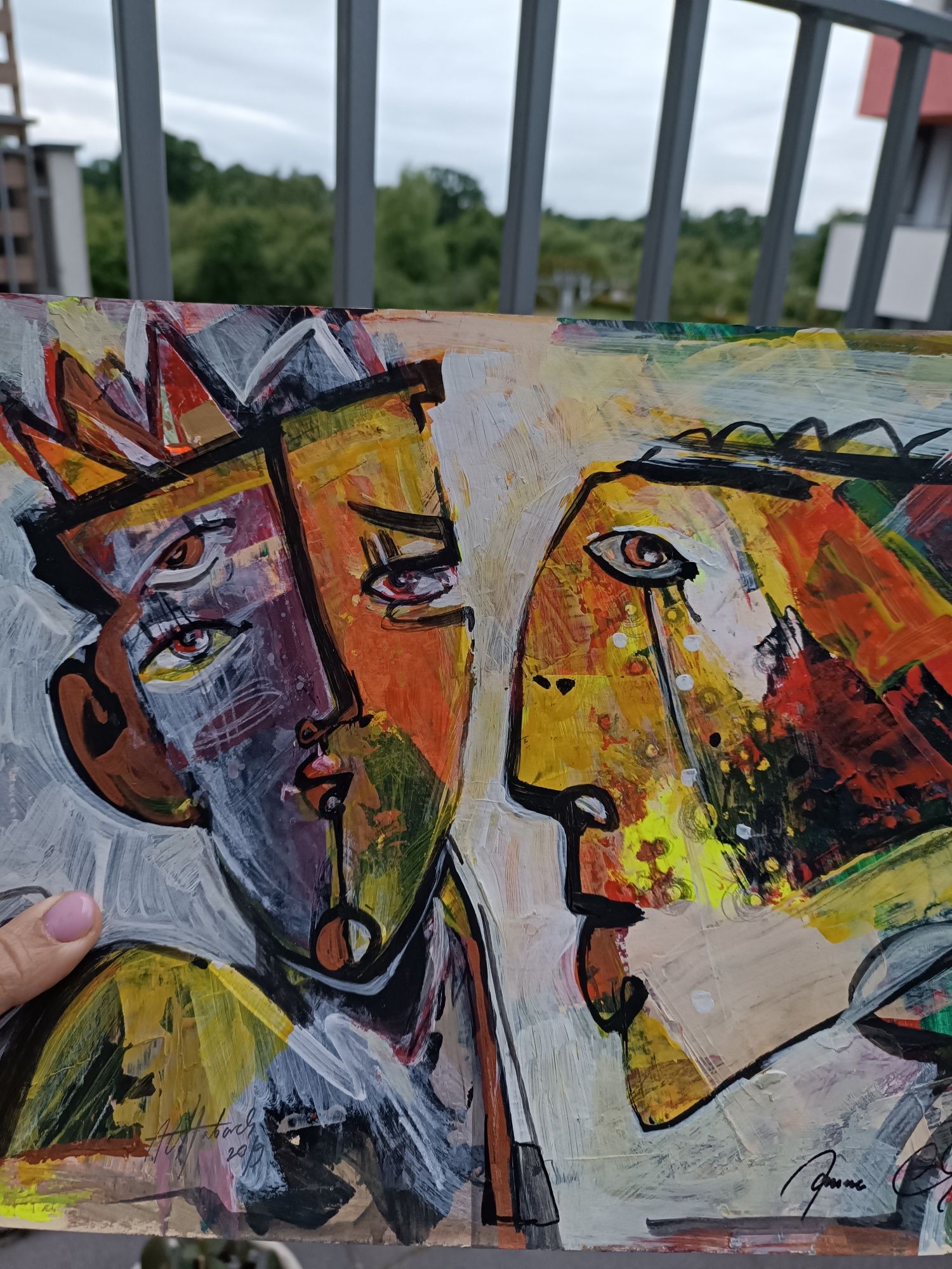 She and He surrealizm portret malarstwo współczesne papier akryl