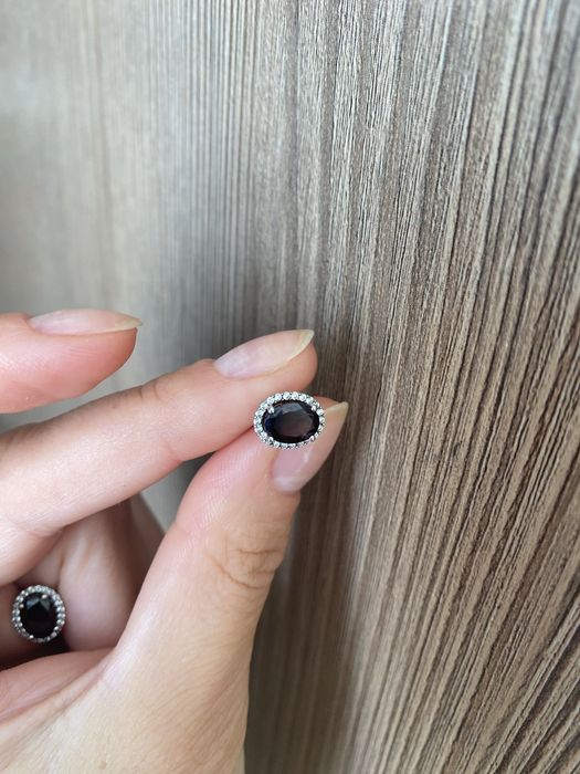 Срібні пусети з гранатом