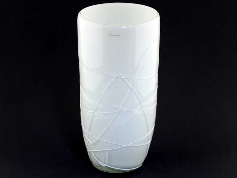 Biały szklany wazon z owijką Home art design wys 24,5cm