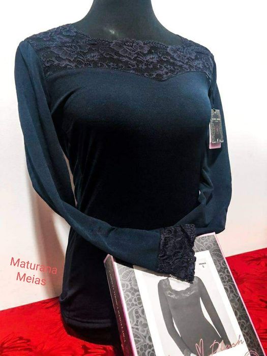 Camisola térmica com renda nos punhos