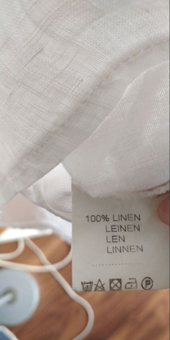 Lux włoska lniana bluzka 100% len biała krótki rękaw unikat Bellambra