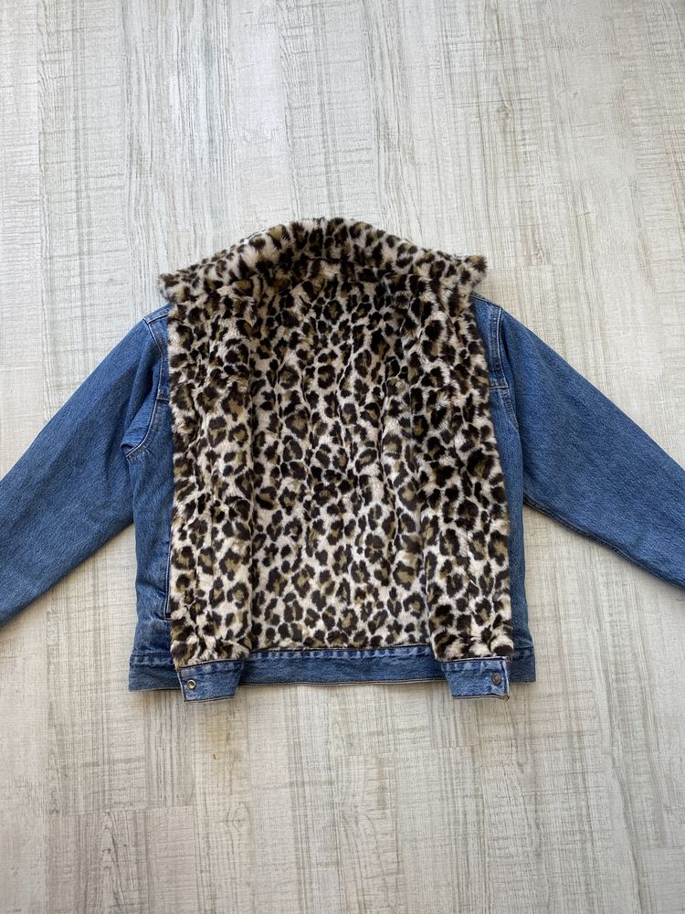 Жіноча джинсова куртка шерпа Levis sherpa leopard леопард двостороння