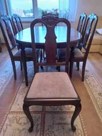 Niepowtarzalny antyczny stół + 6 krzeseł po renowacji