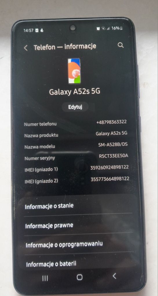 Sprzedam telefon Samsung a52s 256GB 5G