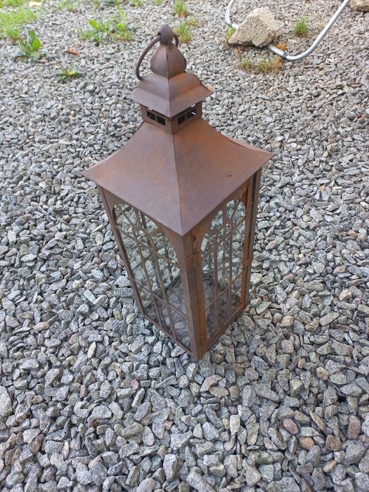 Lampion stalowo-szklany