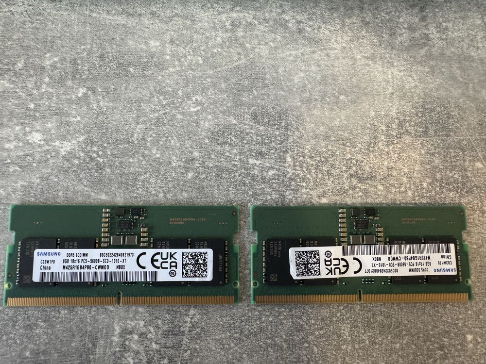 Памʼять для ноутбуків 2 планки Samsung 8 ГБ DDR 5 SO-DIMM