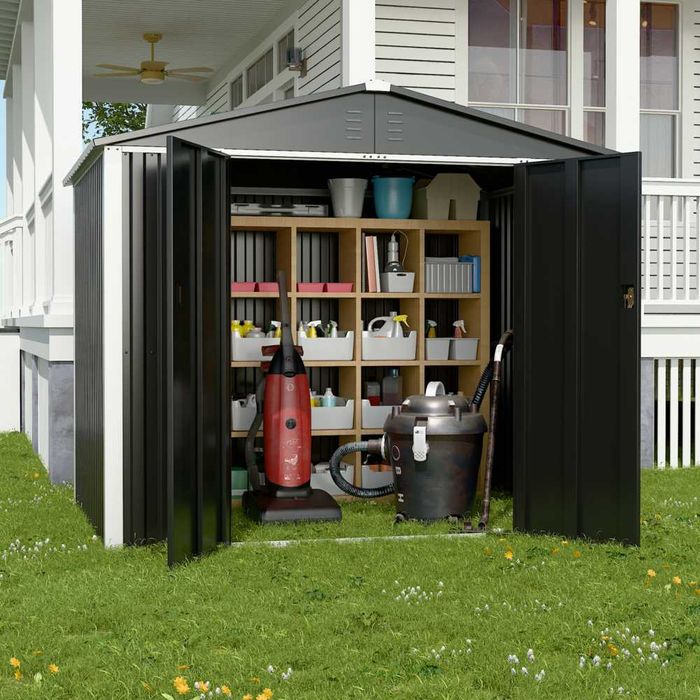 Металевий хозблок-сарай з двосхилим дахом DS-03 CUSTOMIZED PANTONE 10C