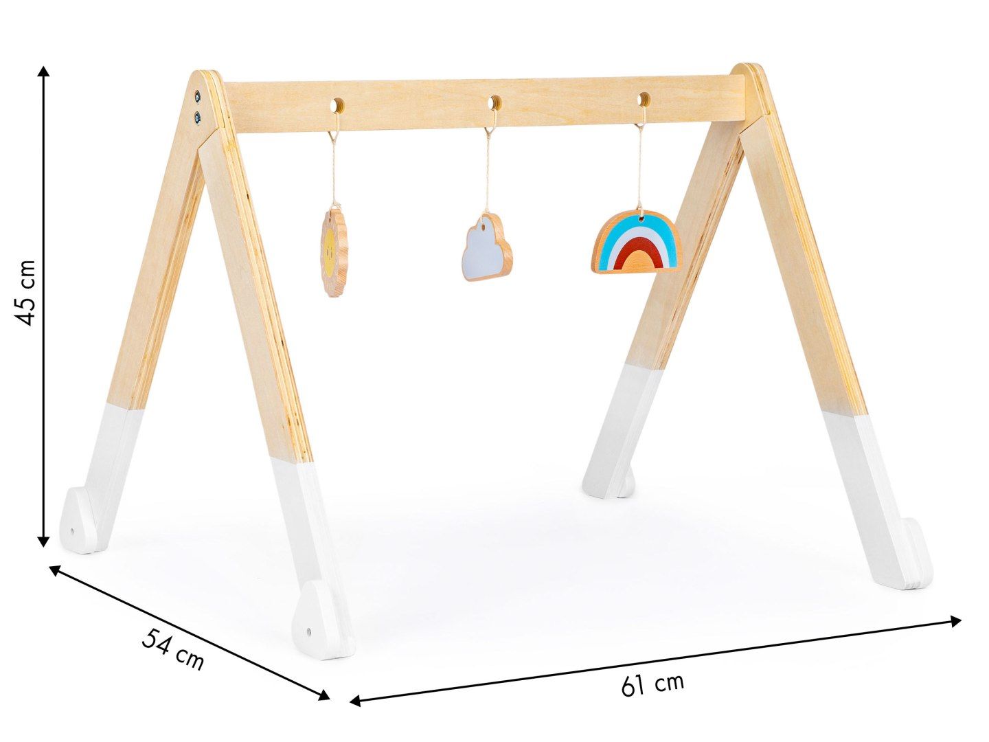 Stojak gimnastyczny edukacyjny drewniany + zabawki ECOTOYS