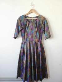 Sukienka midi 50s lata 50te vintage retro rozkloszowana plisowana xs s