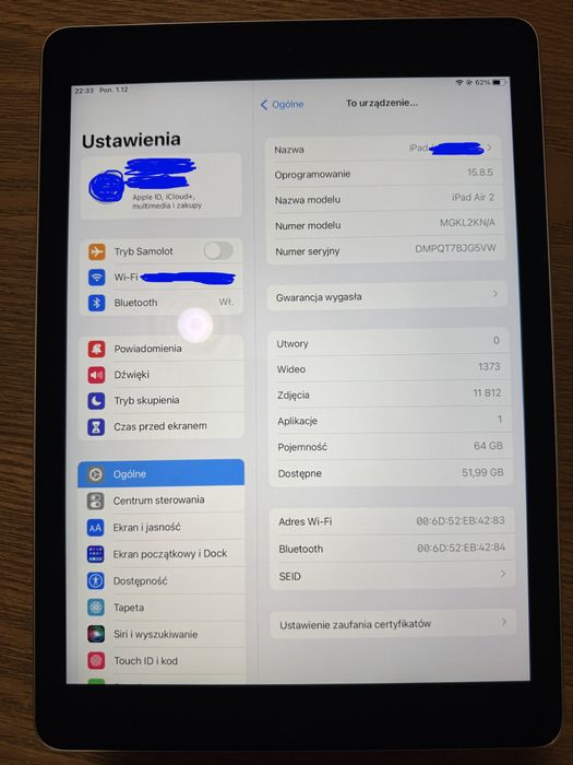 iPad Air 2 - 64 GB - Stan bardzo dobry