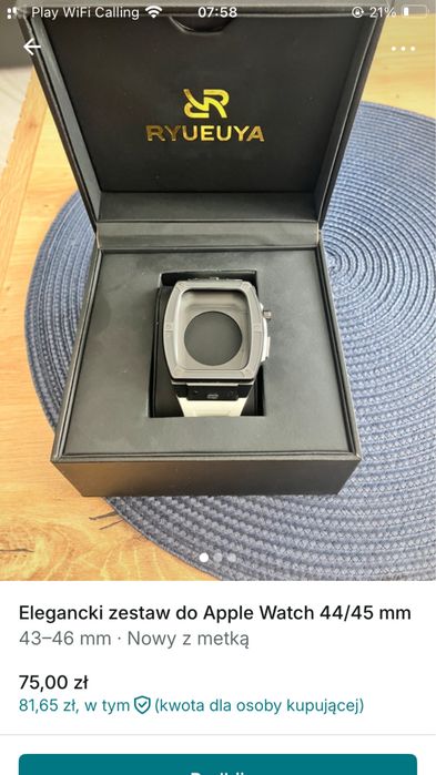 Zestaw do Apple Watch 44/45 mm – ramka stalowa + pasek