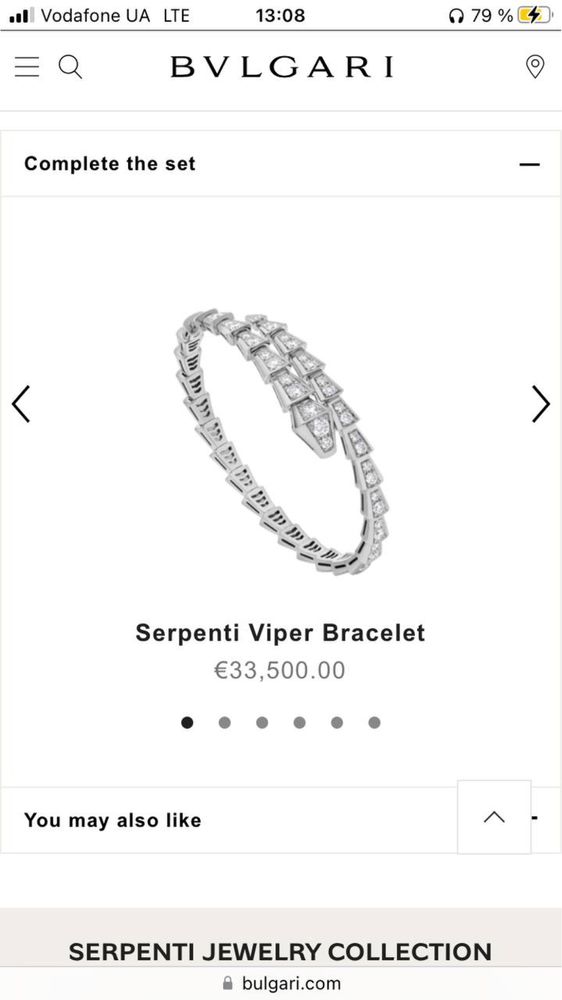 Золотой В стиле BVLGARI Serpenti с бриллиантами 3.00ct