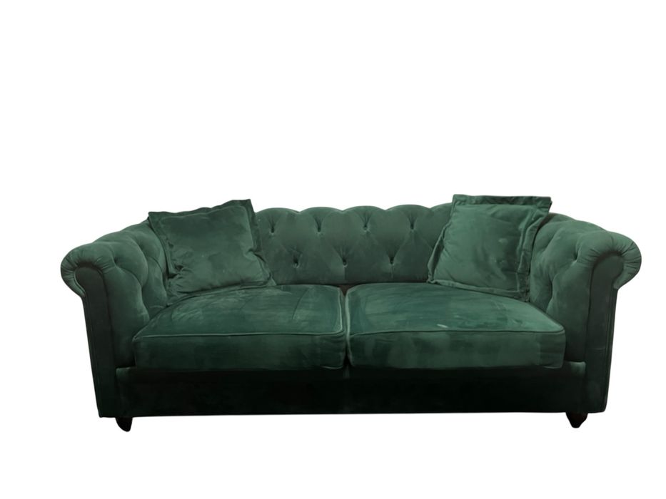 Sofa Chesterfield Rozkładana Butelkowa Zieleń