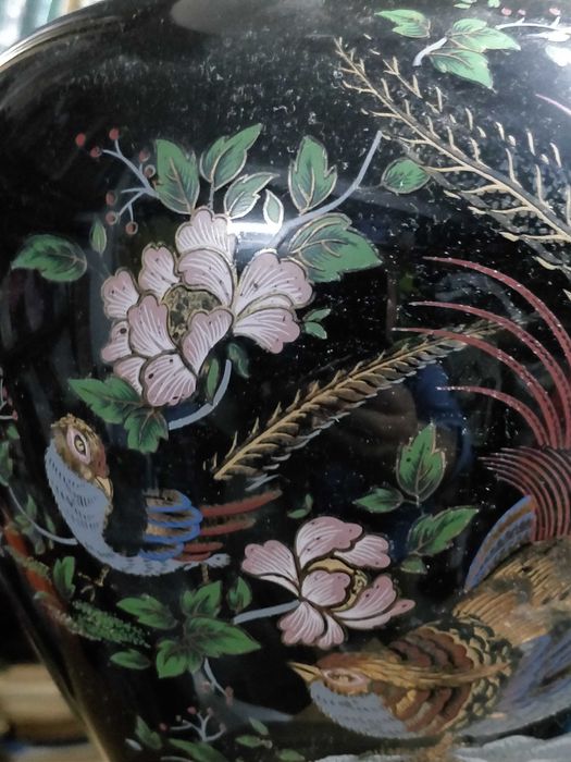 candeeiro de mesa, grande, metal + porcelana