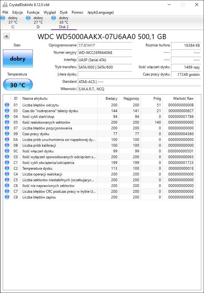 Dysk twardy WD BLUE 500 GB