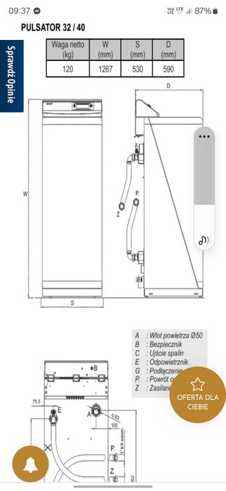 Piec auer 32kW jak nowy