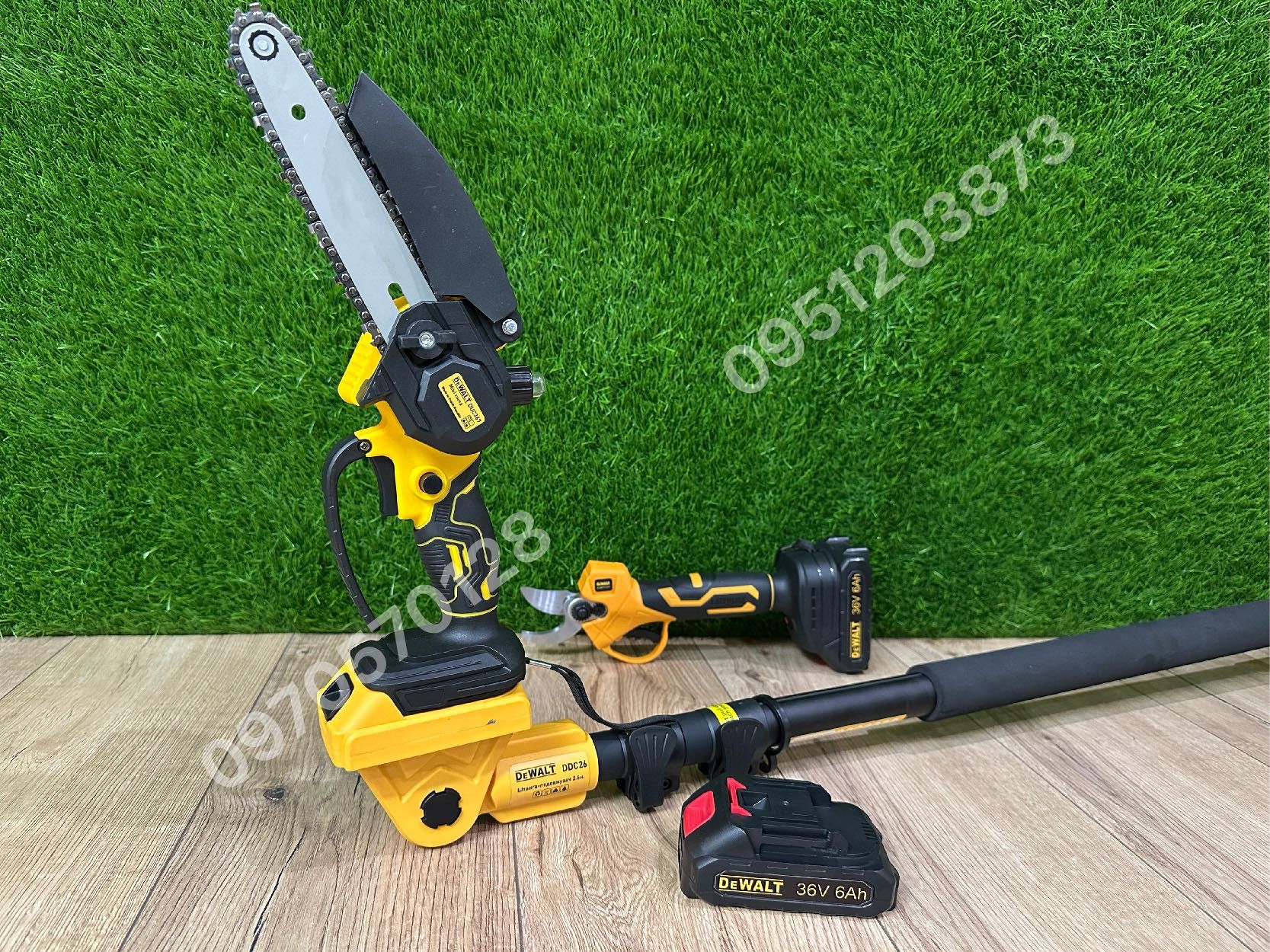 Набор 3/1 DeWALT Секатор DCMPP590P2 Мини пилка DUP367 штанга 36V 6Ah
