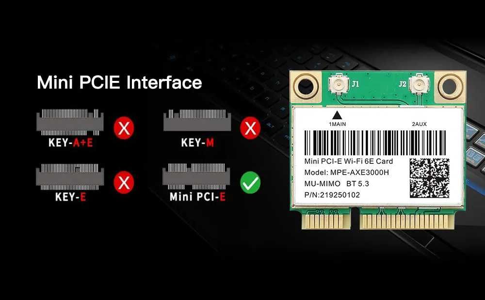 Mini pci-e karta sieciowa Wi-Fi Bluetooth 5.3 WiFi 6E AX210HMW