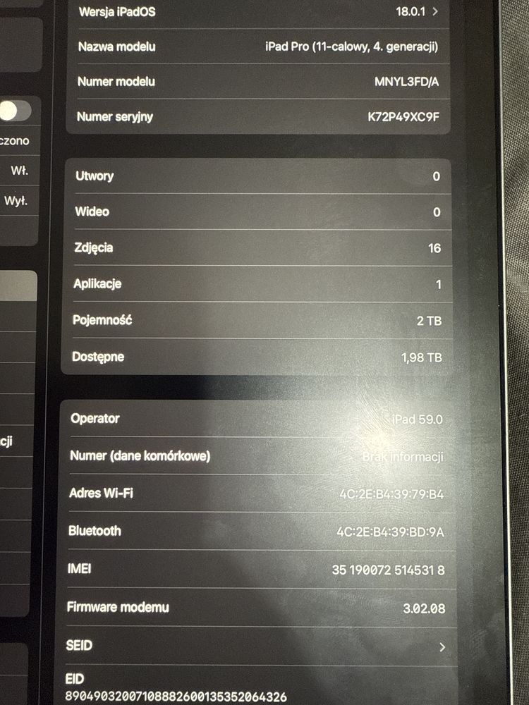 iPad Pro 4gen M2 11” 16ram 2tb Cellular 5G + Wifi A2761