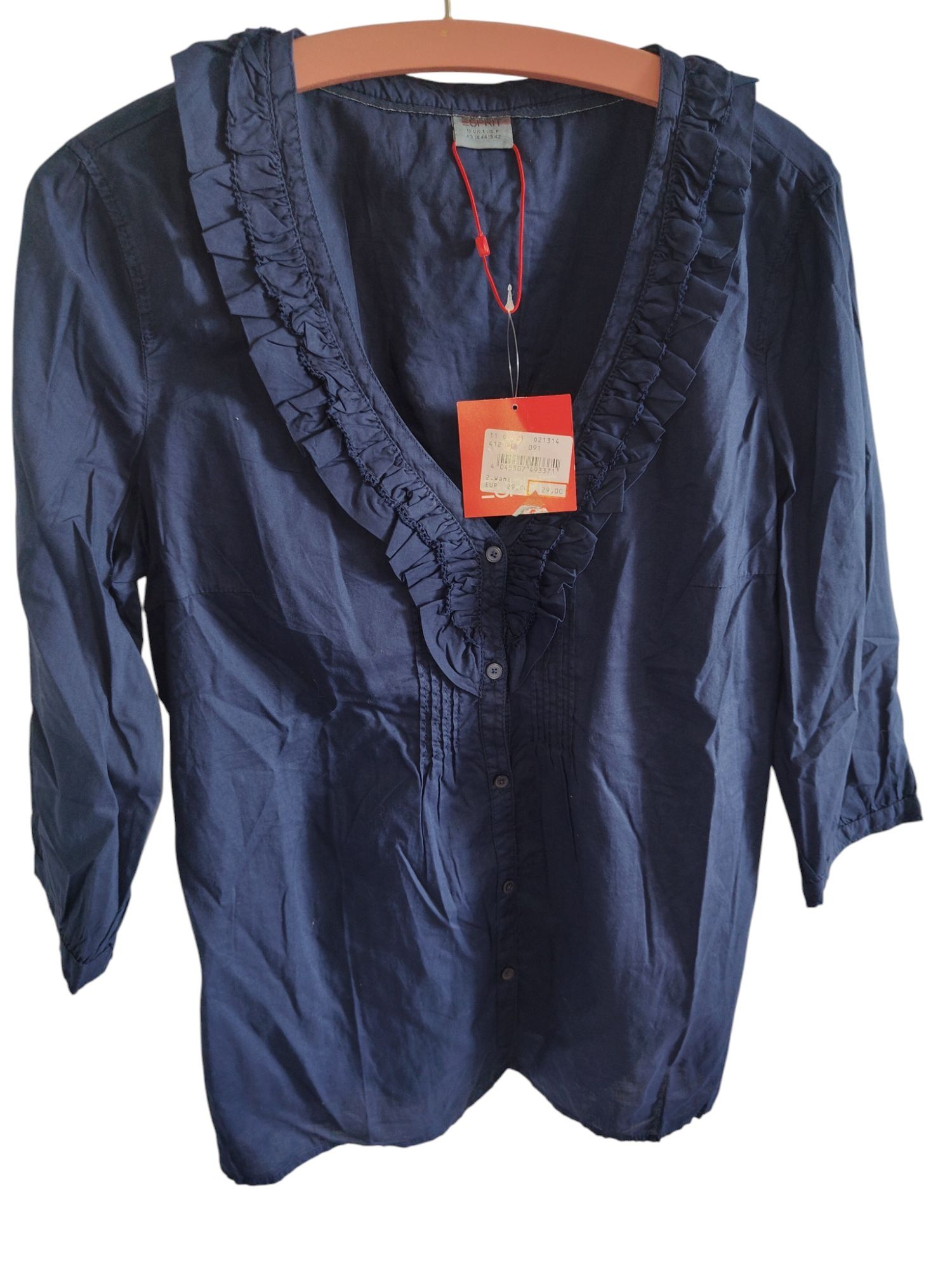 Nowa markowa Esprit elegancka bluzka 40/42 granatowa rękaw do łokcia