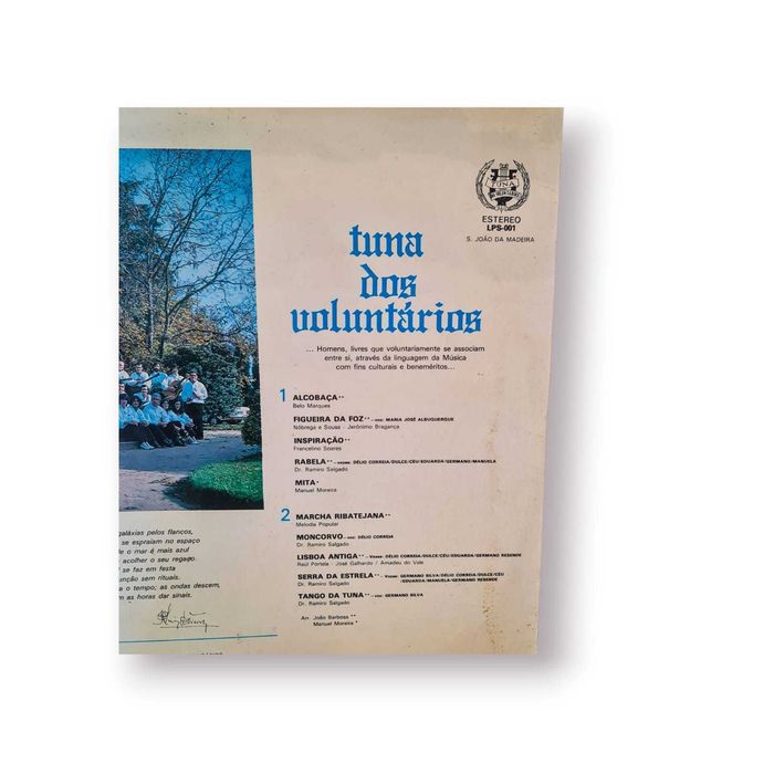 Vinil “Tuna d’Os Voluntários S. João da Madeira” –Edição Original 1981