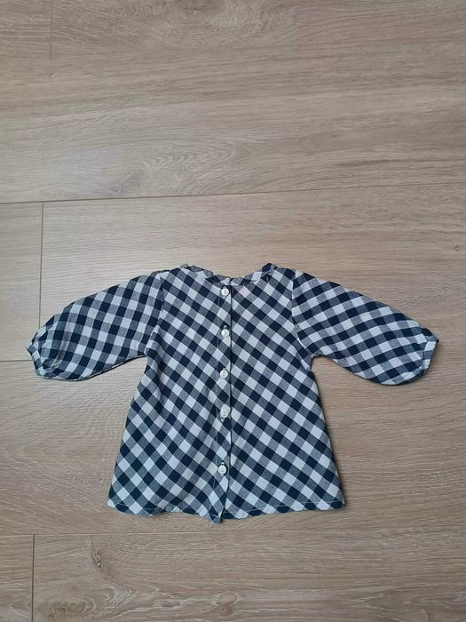 Bluzka długi rękaw krata biały granatowy guziczki 'Bisoucaillou' 56