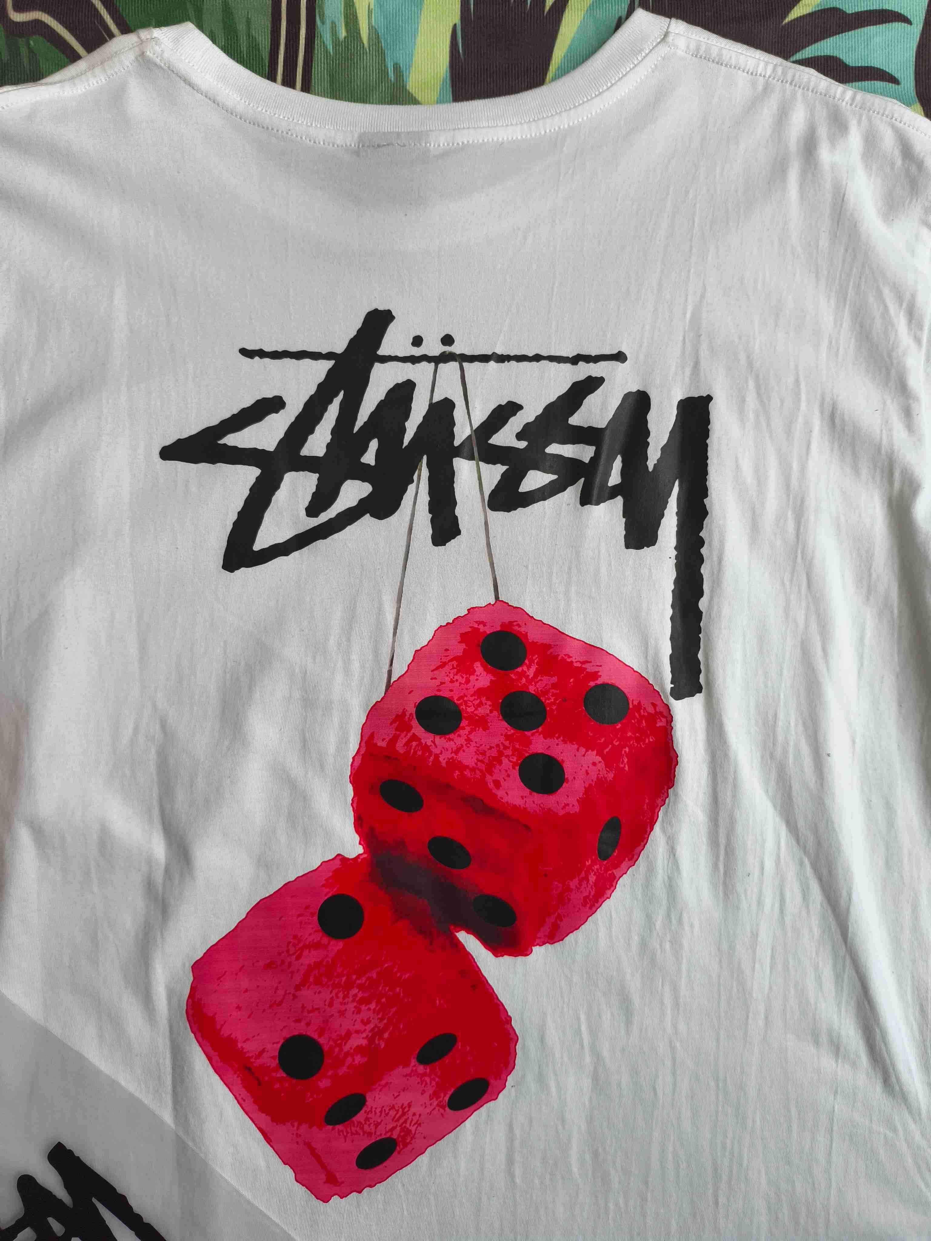 Koszulka Stussy biała letnia modna z krótkim rękawem, rozmiar XL
