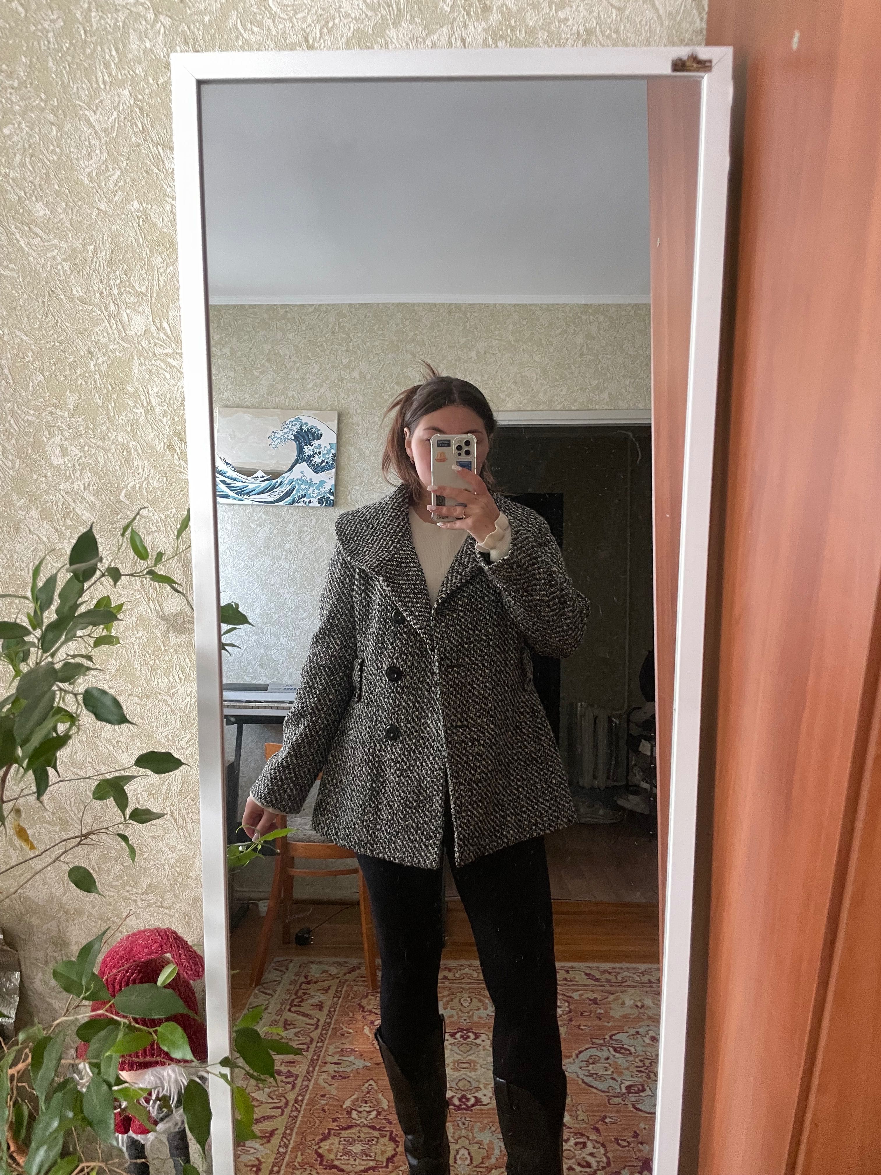 Тренч пальто в гусиную лапку