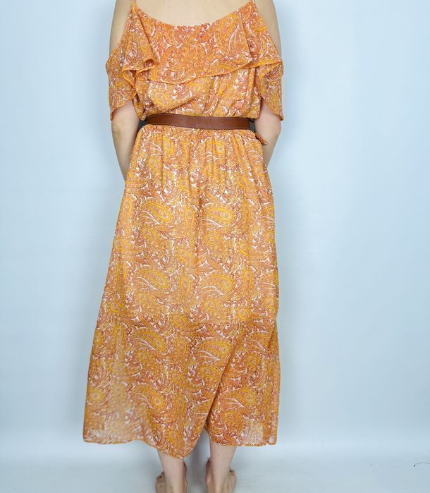 Pomarańczowa długa sukienka boho w orientalne wzory 3XL 46 F&F