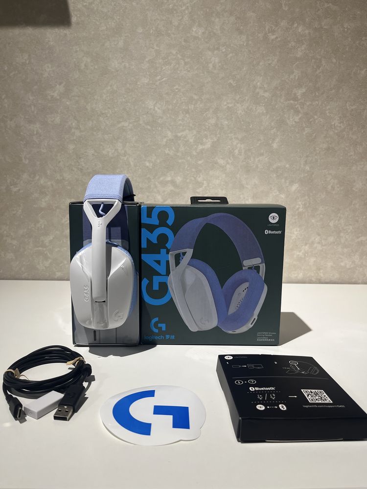 Нові навушники Logitech G435 Lightspeed білі/чорні