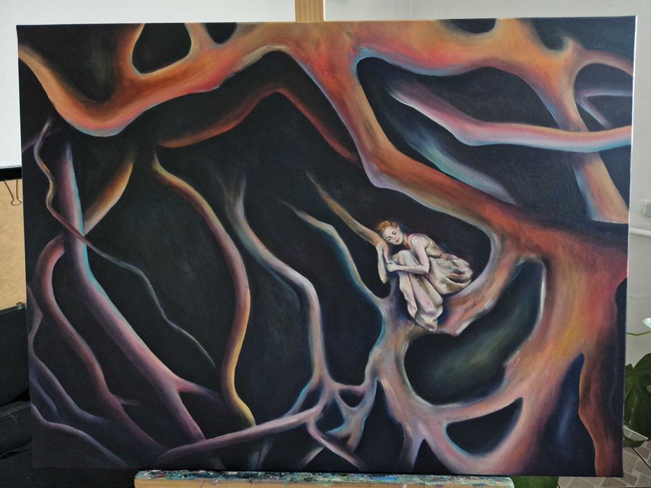 Obraz ręcznie malowany. "Kobieta" 100x70cm