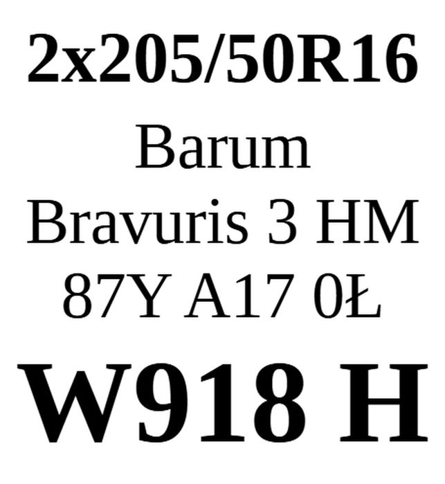 2x 205/50R16 Barum Bravuris 3 HM 87Y 6,19mm